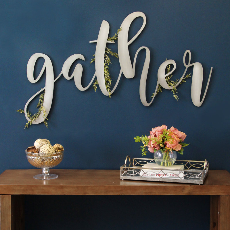 Gracie Oaks Metal Gather Script Sign Wall Décor & Reviews Wayfair